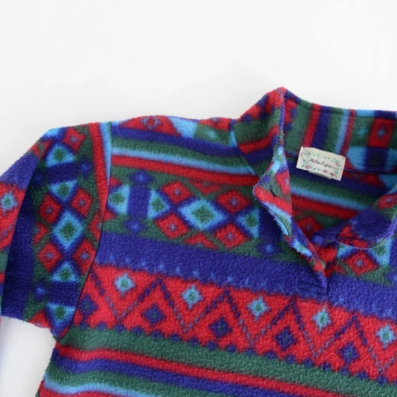 Vintage Metro Express Fleece Southwestern Geometric Aztec Pullover Sweater M - Picture 12 of 12
